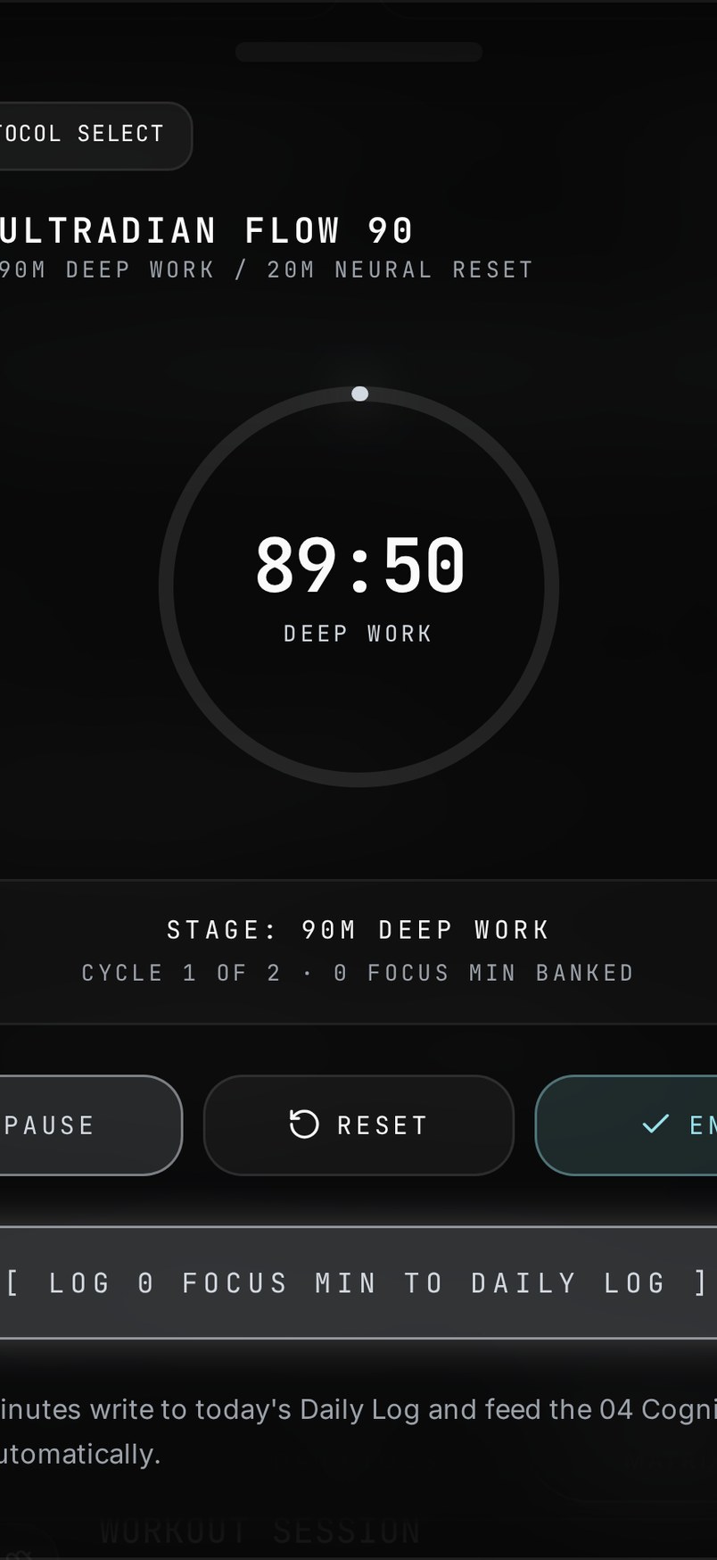 PRAXIS OS Deep Focus screen