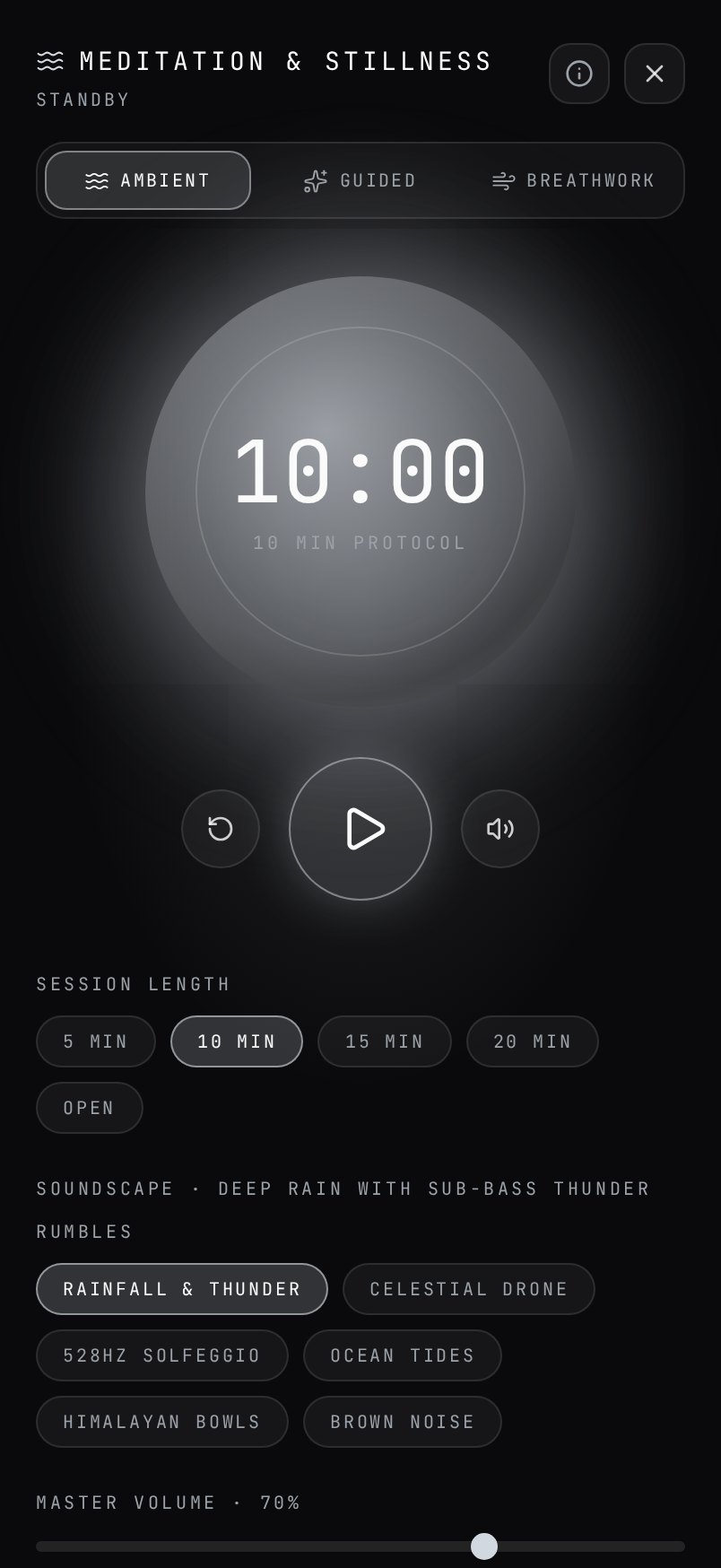 PRAXIS OS Stillness screen