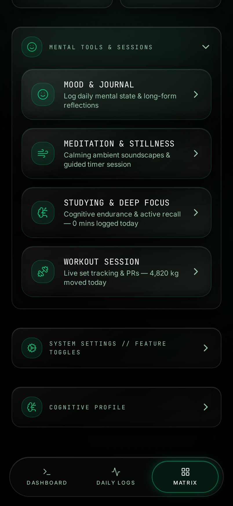 PRAXIS OS Analytics screen