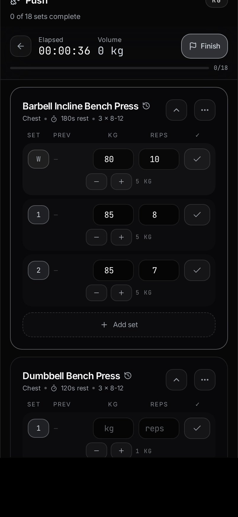 PRAXIS OS Workout Session screen